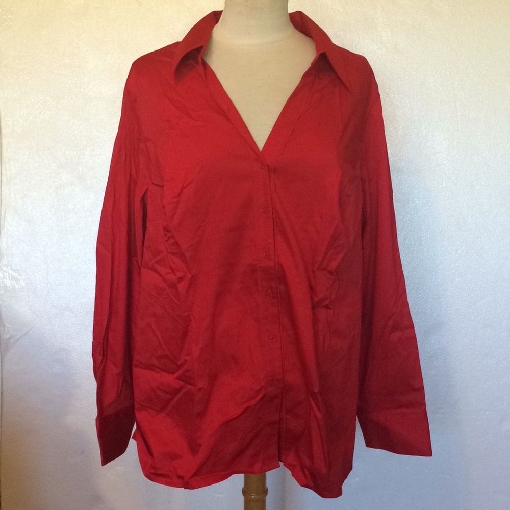 New Lane Bryant Red Button Down Shirt SZ 26